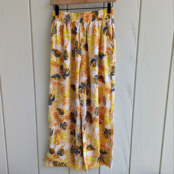 Nicole Miller Pants - COPY - Nicole Miller Linen Blend Leaf Wide Leg Pants Small